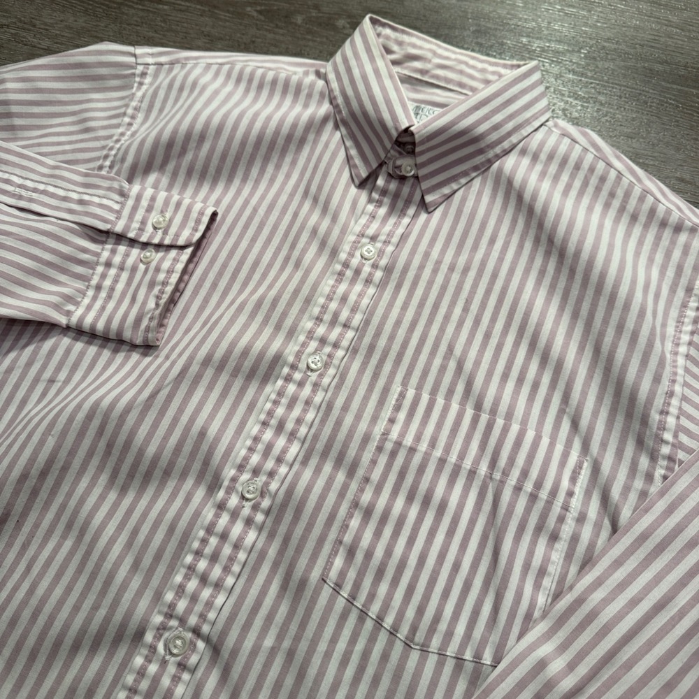 Arrow Bradstreet Shirt Mens 15.5 Pink Cotton Blend Striped Vintage USA Preppy